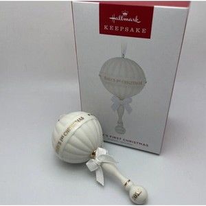 2023 Hallmark BABY'S FIRST CHRISTMAS Porcelain Rattle Keepsake Ornament